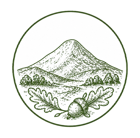 Pictogramme montagne style vintage évoquant l'Auvergne pour le site du Petit Poucet